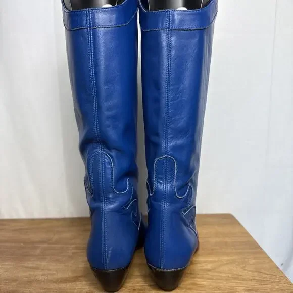 Sesto Meucci Blue Italian Leather Boots Women's 6 Western Style Cowgirl Cowboy - Picture 8 of 12